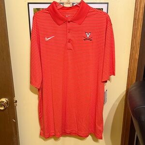 Nike Men's Striped Orange Polo Shirt